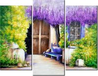 60 90CM OBRAZ 3 ELEM WIEJSKI ZAKĄTEK ŚCIENNY DRUK PŁÓTNO