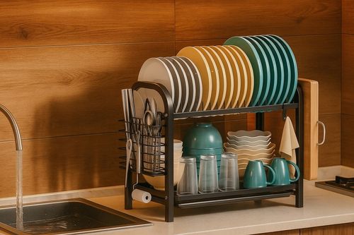 SUSZARKA DO NACZYŃ DWUPOZIOMOWA OCIEKACZ TALERZE SZTUĆCE + UCHWYT NA na Arena.pl