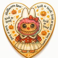 CIASTKO LUKROWANE HALLOWEEN NO.13 ROZ.S SERCE RĘCZNIE ROBIONE