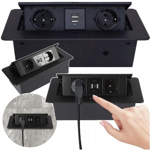 GNIAZDO CHOWANE W BLAT NABLATOWE + 2 USB CZARNE na Arena.pl