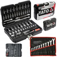 YATO ZESTAW 56el KLUCZE NASADOWE YT-14501 + PŁASKO-OCZKOWE 6-22mm 12 SZTUK