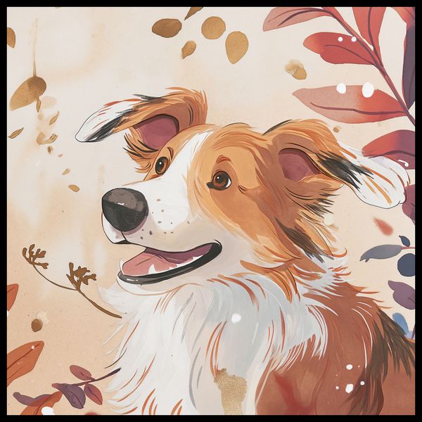 Plakat 90x90cm Collie Jesienną Porą zdjęcie 2