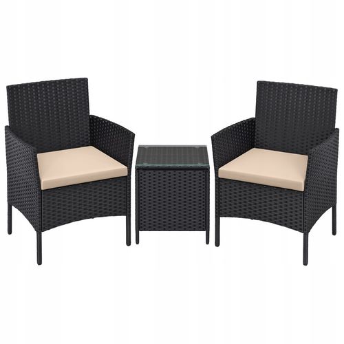 Zestaw mebli ogrodowych z technorattanu CZARNY TAUPE meble balkonowe na Arena.pl