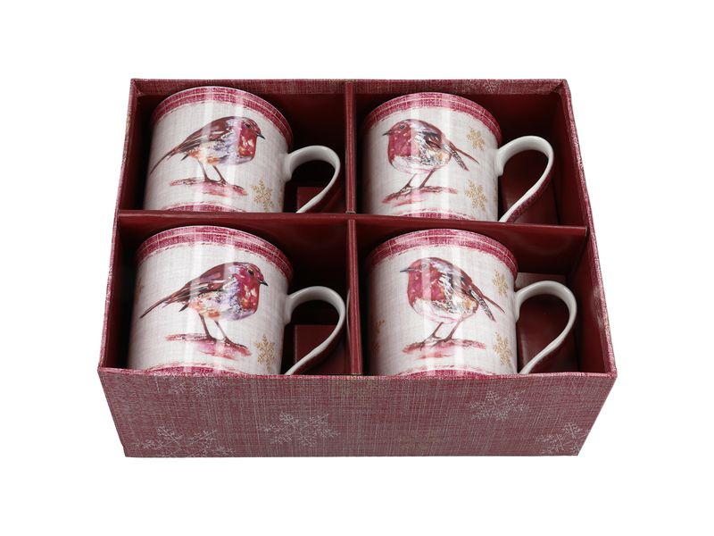 Kpl. 4 kubków - Winter Robin zdjęcie 2