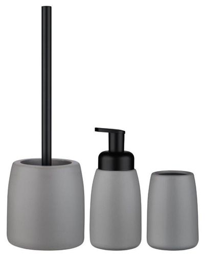 Zestaw komplet łazienkowy 3-elementowy ceramika szary matowy loftowy styl na Arena.pl