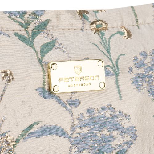 kosmetyczka z materiału syntetycznego w błękitno-beżowym kolorze zdobiona na Arena.pl