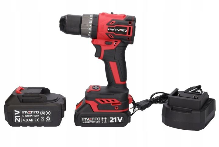 Wiertarka udarowa akumulatorowa 3/8 INVENTO A74U - 2Ah/ 4Ah adapter na bity zdjęcie 4