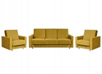 Zestaw wypoczynkowy wersalka fotele złoty salon