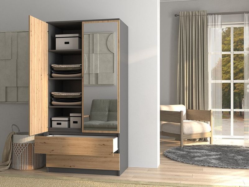 SZAFA SS-90 LUSTRO - ANTRACYT DĄB ARTISAN zdjęcie 4