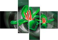 130CM 90 OBRAZ 4 ELEM ZIELONE KOSMICZNE KWIATY JAKUB BANAŚ ŚCIENNY