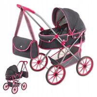 Wózek dla lalek głęboki gondola składany gumowe koła duży lekki