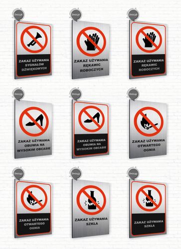 Tabliczka znak informacyjny 30x20 ZAKAZ UŻYWANIA SZLIFIERKI Dibond SREBRNA na Arena.pl