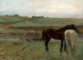 Horses in a Meadow, Edgar Degas - plakat 91,5x61 cm