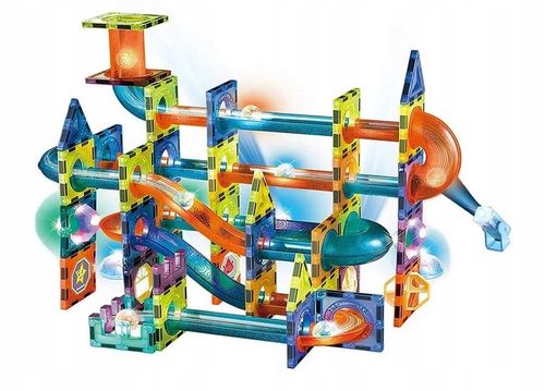 Klocki magnetyczne tor kulkowy zestaw 110 elementów na Arena.pl