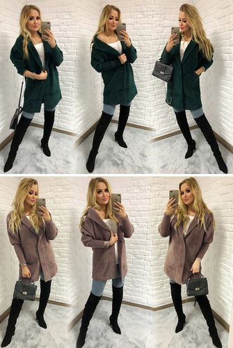 Sweter ALPAKI kurtka WEŁNA MODNE KOLORY oversize na Arena.pl