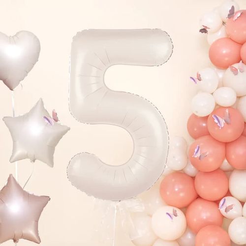 Balon foliowy cyfra 5 kremowy, 100 cm na Arena.pl
