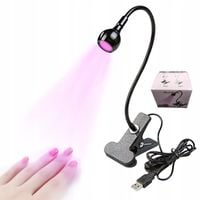 LAMPKA LED UV 5W DO UTWARDZANIA KLEJU LAKIERÓW ŻELI PAZNOKCI + MOCNA KLAMRA
