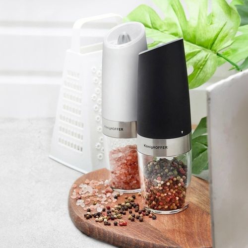 Zestaw 2x MŁYNEK ELEKTRYCZNY PIEPRZU i SOLI biały i czarny Konighoffer Luca na Arena.pl