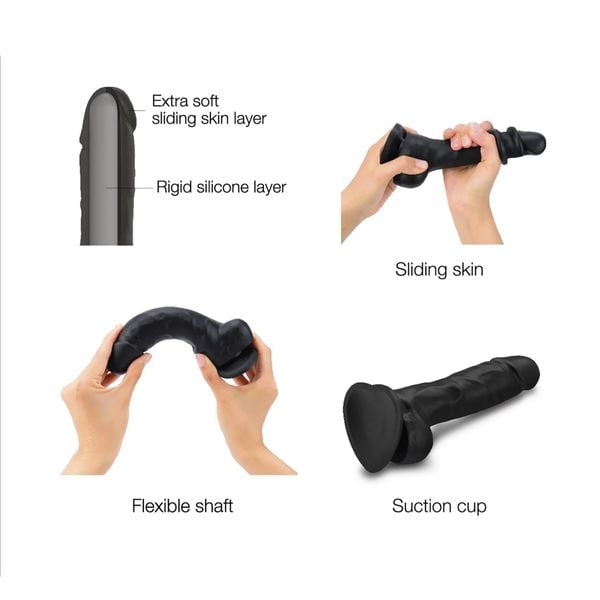 Sliding Skin Realistic Dildo Black M zdjęcie 4