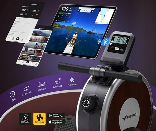 MERACH Wioślarz do 160 kg do domu magnetyczny Bluetooth 16 poziomami oporu na Arena.pl