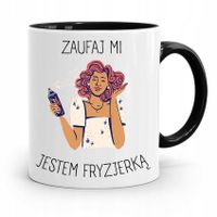 Kubek Czarny Fryzjera Zaufaj Mi Jestem Fryzjerką Z Nadrukiem Ze Zdjęciem