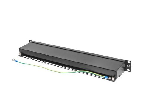 LANBERG Patch Panel 24 Port 1U Kat.5E czarny ekranowany na Arena.pl