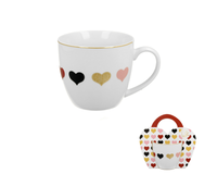 KUBEK DUO WALENTYNKI SERCE  ZŁOTY 4 SERCA NA PREZENT 460 ML