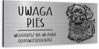 Tabliczka dibond uwaga pies Nowofundland 20x10 cm z NADRUKIEM UV