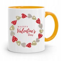 Kubek Żółty Na Walentynki Happy Valentines Day Z Nadrukiem Ze Zdjęciem
