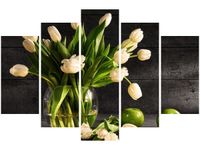 OBRAZ BUKIET JASNYCH TULIPANÓW KWIATY