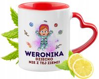 Kubek Czerwony Z Uszkiem W Kształcie Serca Dla Weroniki Na Prezent