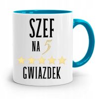 Kubek Błękitny Dla Szefa Na Pięć Gwiazdek Prezent Z Nadrukiem Ze Zdjęciem