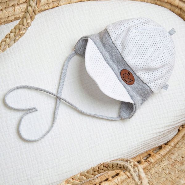 LETNIA CZAPKA NIEMOWLĘCA z daszkiem AŻUROWA słońce dla noworodka 34-36 zdjęcie 3