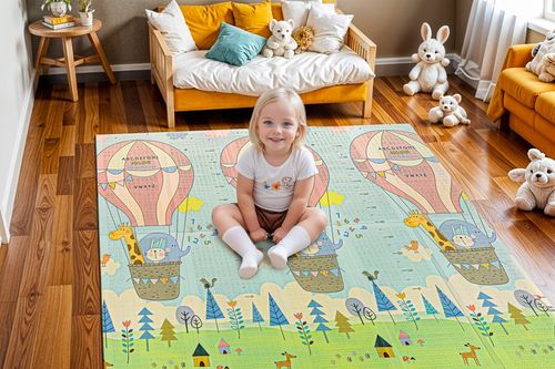 MATA PIANKOWA EDUKACYJNA SKŁADANA DLA DZIECI DUŻA MISIE BALONY 180x200 na Arena.pl