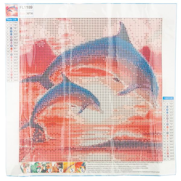 HAFT DIAMENTOWY MALOWANIE DIAMENTAMI 3D delfiny zdjęcie 3