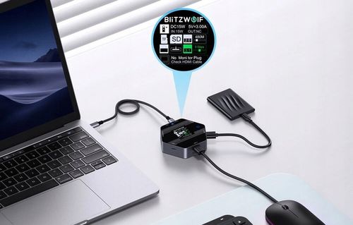 Blitzwolf BW-TH16 Stacja Dokująca HUB 8w1 USB-C PD 100W HDMI 4K Chłodzenie na Arena.pl