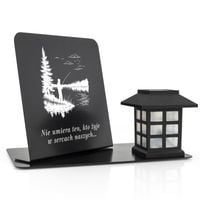 Znicz solarny i podstawka z nadrukiem dla WĘDKARZA, LED, OZDOBNY