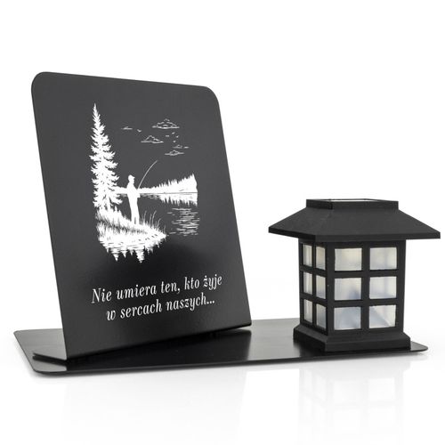 Znicz solarny i podstawka z nadrukiem dla WĘDKARZA, LED, OZDOBNY na Arena.pl
