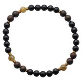 Bransoletka męska na gumce - Turmalin czarny, Granat Zielony, Bronzyt i Hematyt 21 cm