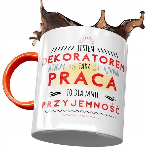 Kubek Pomarańczowy Dla Dekoratora Na Prezent Z Nadrukiem Ze Zdjęciem zdjęcie 1