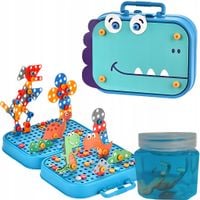 Klocki konstrukcyjne Dinozaur do skręcania Slime w tubie z figurką dzieci 3