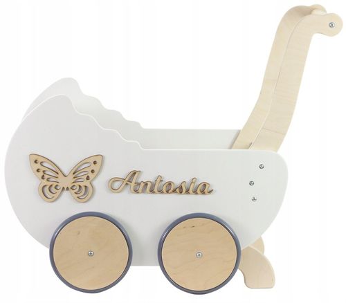 drewniany WÓZEK DLA LALEK + IMIĘ POŚCIEL stopery na Arena.pl