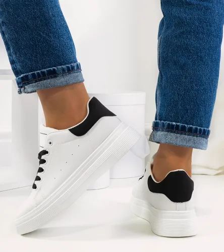 Biało czarne sneakersy na platformie Justar 36 na Arena.pl