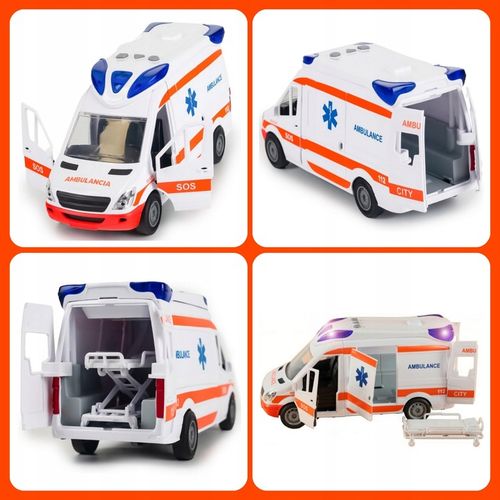 Auto Karetka Pogotowia Ambulans Bus Napęd Dźwięki Otwierane Drzwi z noszami na Arena.pl