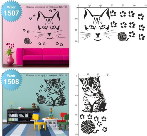 NAKLEJKI na ścianę KOTY KOT KOTKI naklejki 100cm na Arena.pl