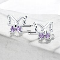 KOLCZYKI SREBRNE 925 MOTYLKI cyrkonie DLA DZIEWCZYNKI DZIECI wkrętki PIĘKNE