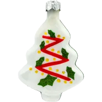 Bombka choinkowa szklana: Choinka z ostrokrzewem: biała