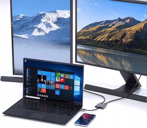 ADAPTER HUB USB C HDMI USB PD PRZEJŚCIÓWKA ROZDZIELA 1 ZŁĄCZE -> 2 MONITORY na Arena.pl