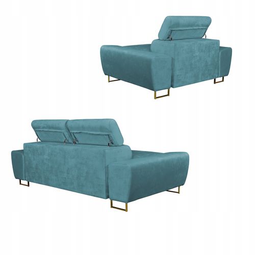 Zestaw mebli wypoczynkowych Bosso Sofa 2os fotele niebieskie Family Meble na Arena.pl