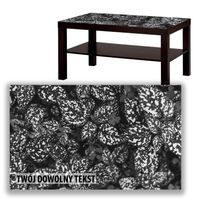 BLAT SZKLANY IKEA LACK Czarne liście z Twoim napisem 90x55cm 009a